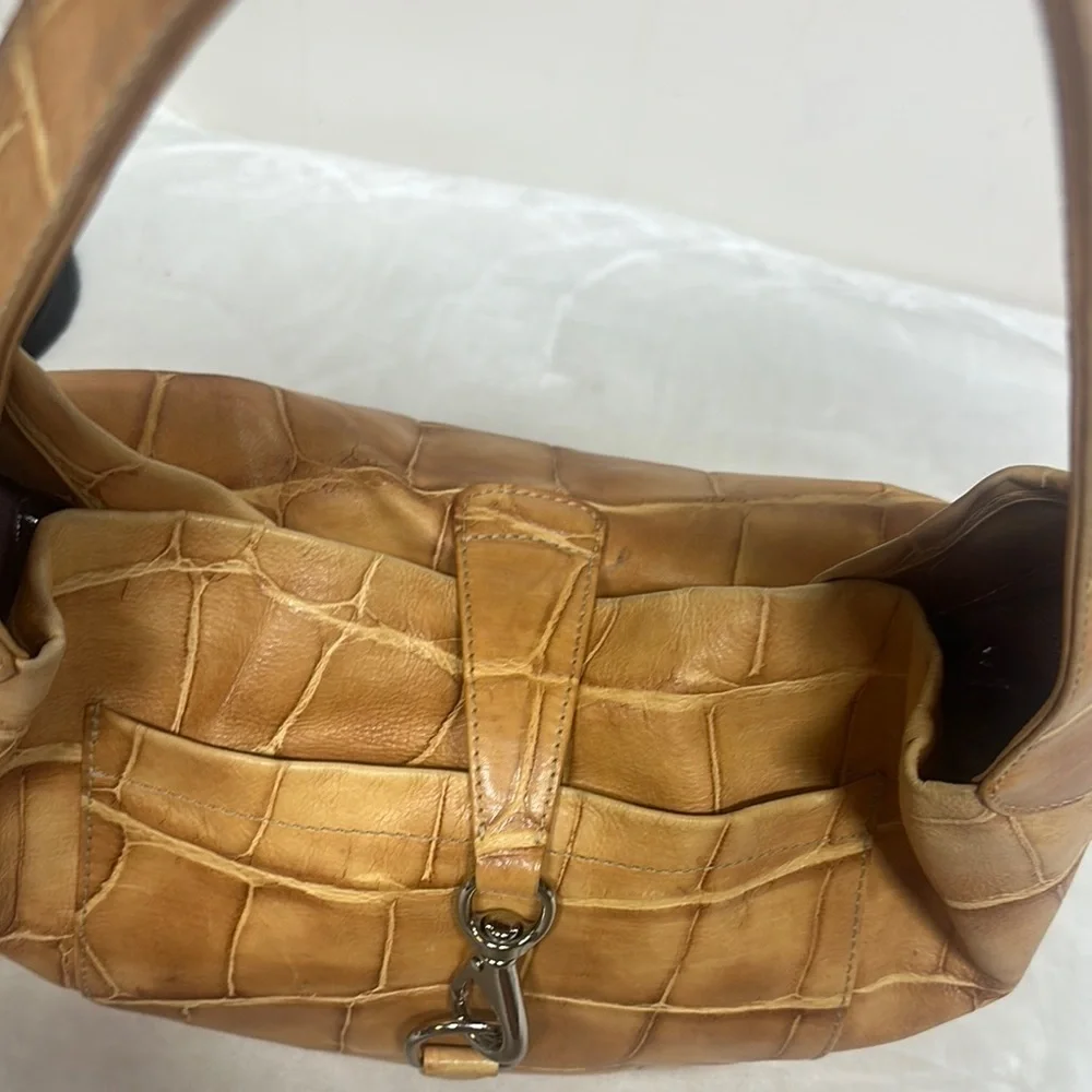 Dooney & Bourke Brown Hobo Bag with Crocodile Texture